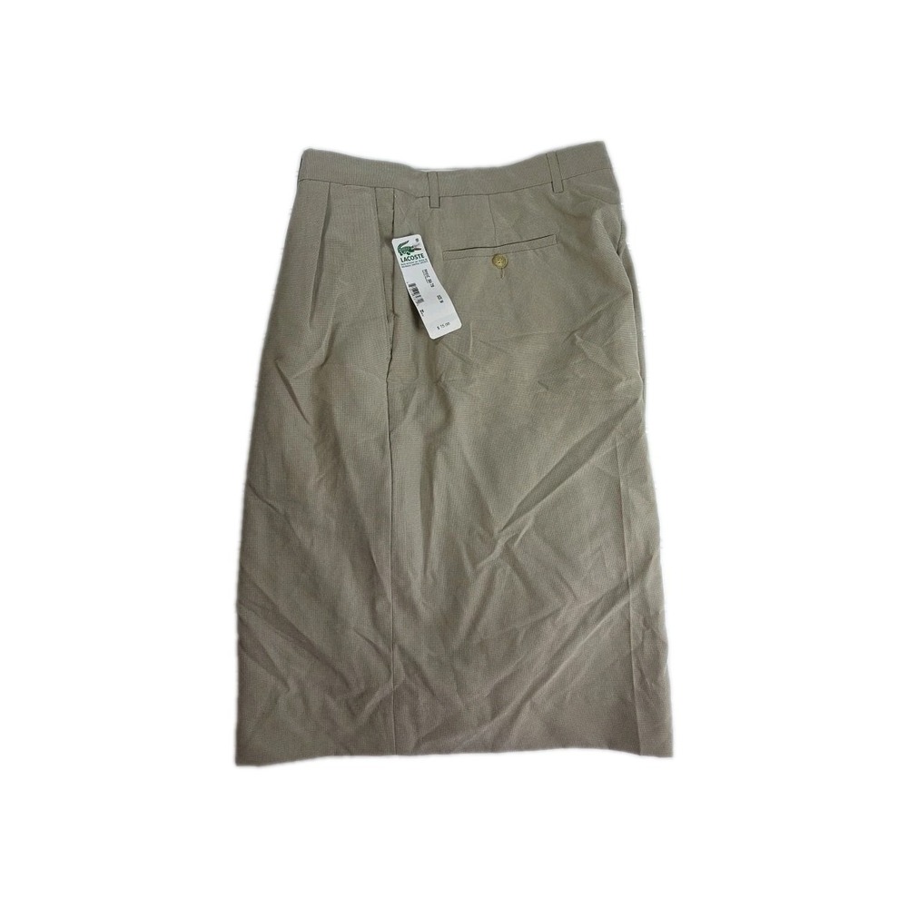Lacoste Men's Classic Fit CHINO CHECK Shorts Size 3  Beige/Kaki Summer Brand New